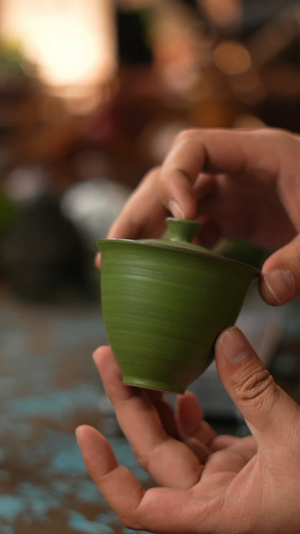 【闪购商品】粉引绿盖碗盖碗盖碗