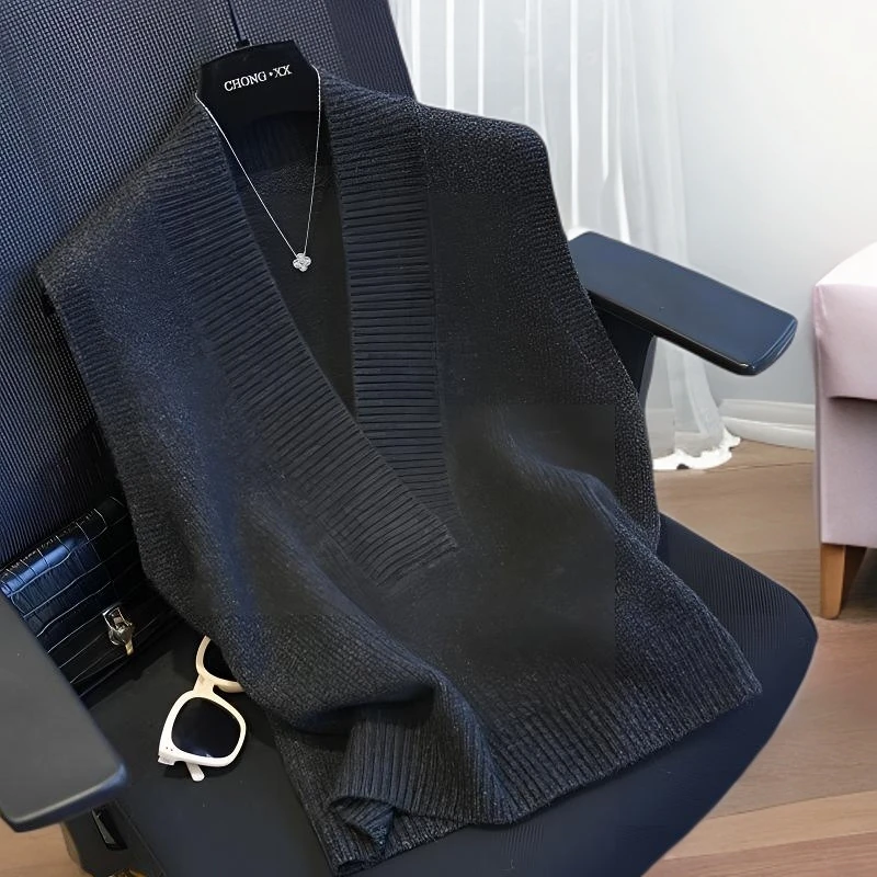 韩版秋冬V领2025新款爆款马甲上衣厚款外穿时尚宽松针织马甲休闲