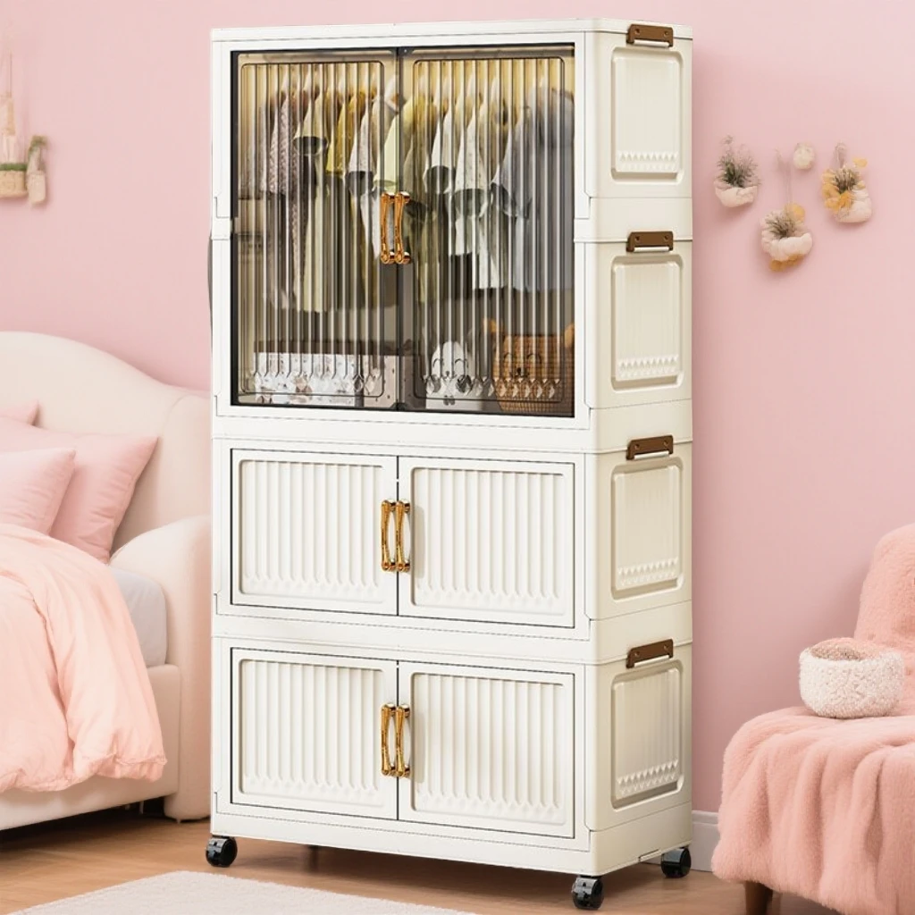 折叠儿童衣柜家用婴儿宝宝简易收纳柜大容量多层储物柜落地置物柜