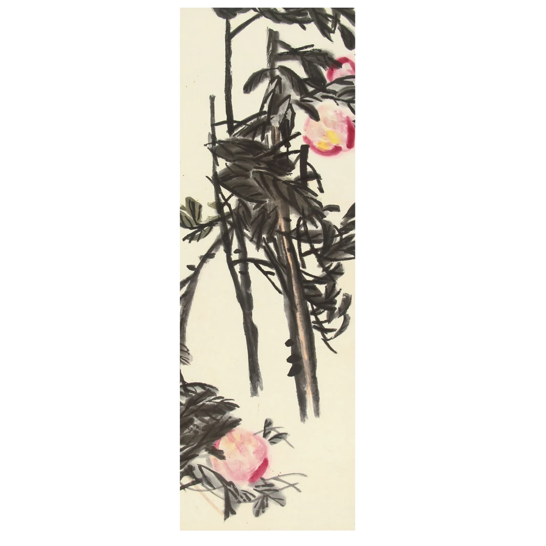 LOT.1329 《寿桃》97*42cm 纸本设色立轴