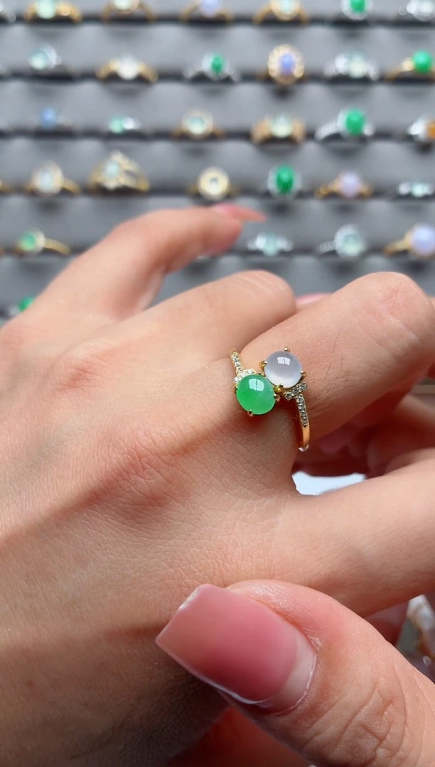 银S925镶嵌戒指翡翠安*.