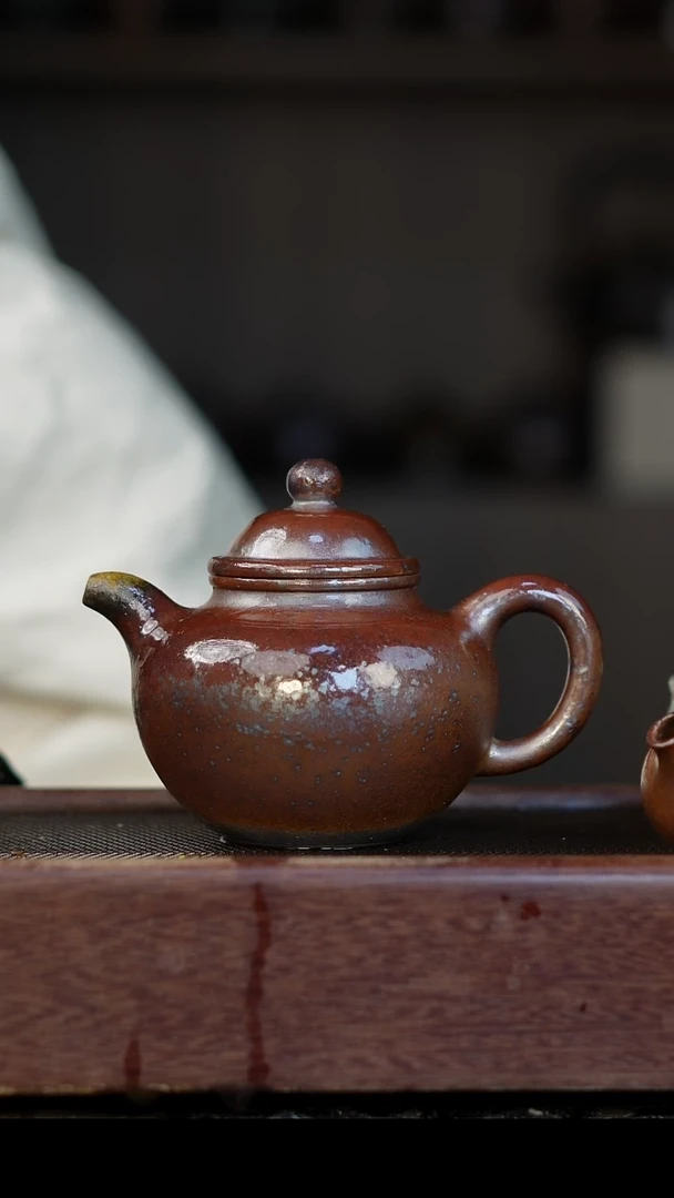 茶壶紫砂柴烧紫砂 天青多球250cc