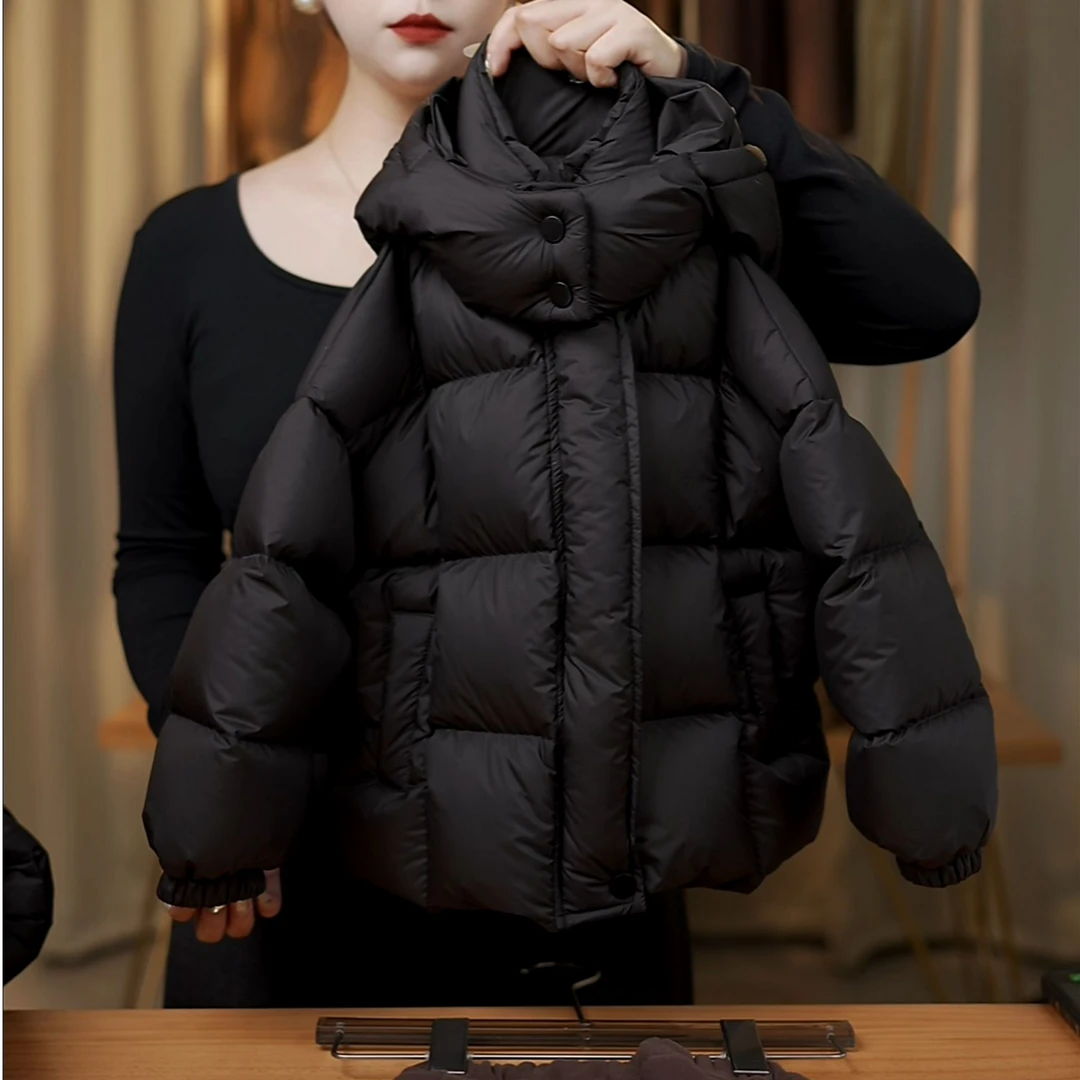 【现货】【小木子】2025款儿童韩版双倍充绒加厚连帽大朵白鸭绒羽绒服