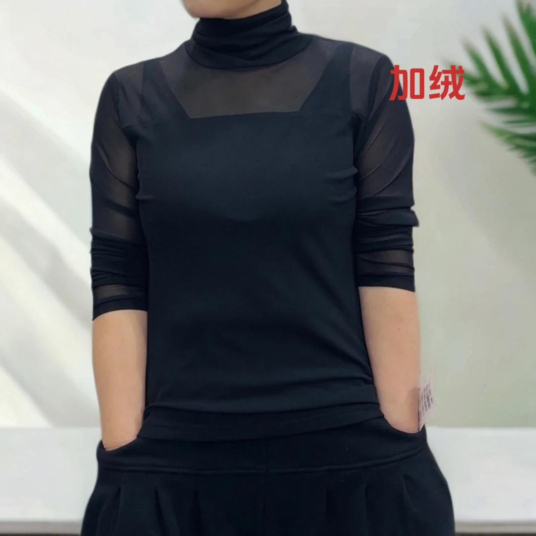 老高推荐-高领双层蕾丝9992