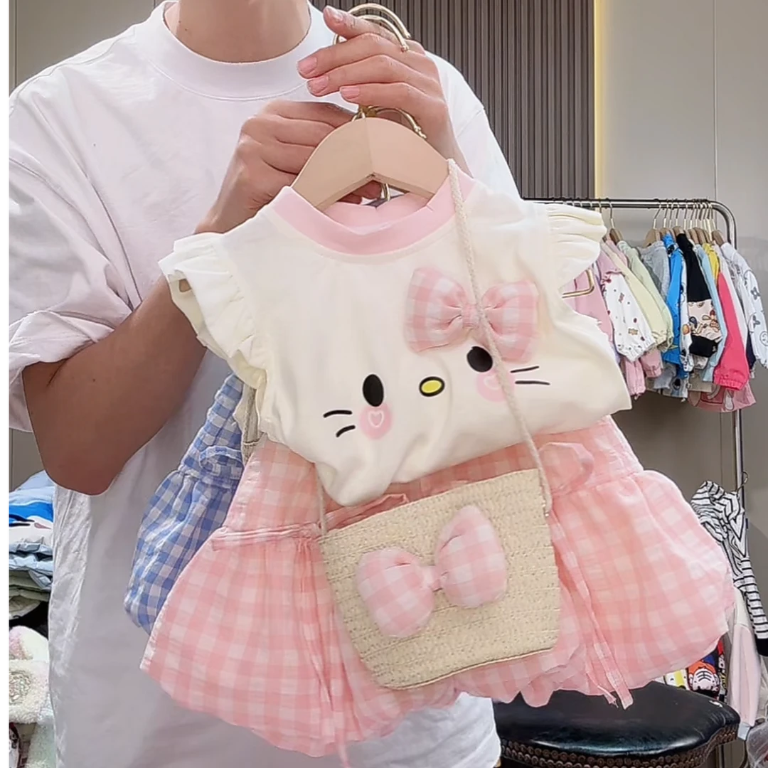 常规夏季卡通风套头女休闲风套装童装裙子包包赠品不售后。