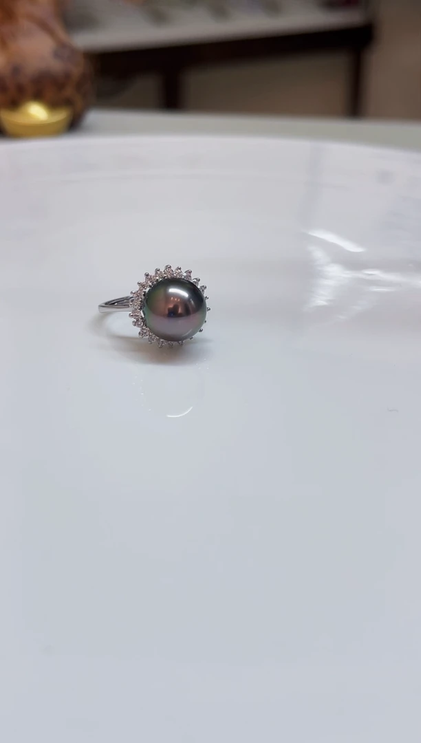 银S925镶嵌戒圈海水珍珠10mm