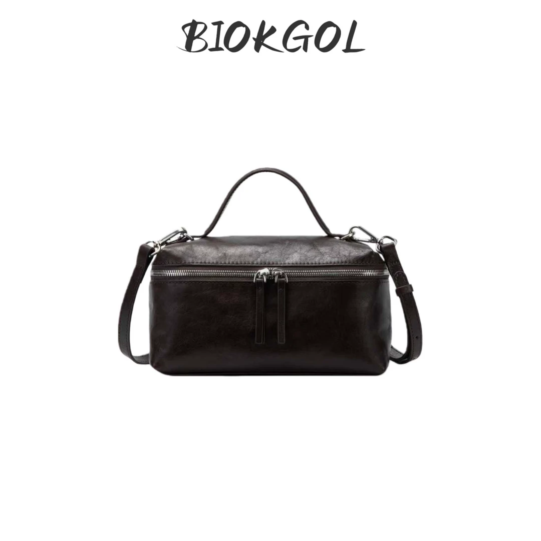 BIOKGOL/百顾 原版 原厂进口头层植鞣牛皮 定制五金 饭盒包 9331