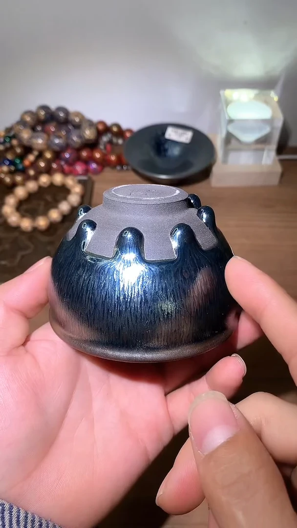 茶盏建窑建盏茶杯 多泪建盏