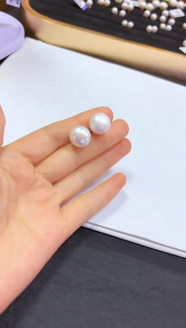 银S925镶嵌耳饰淡水珍珠12-13