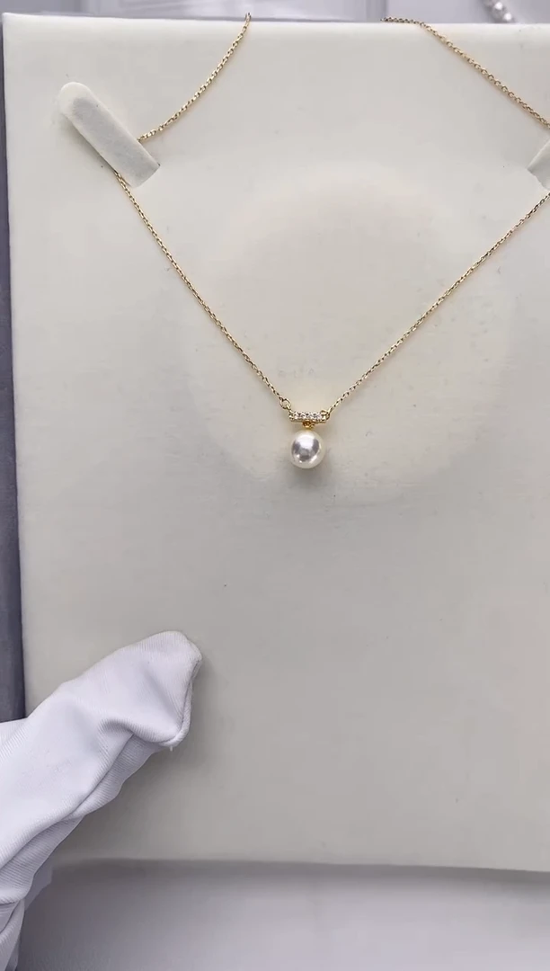 【闪购商品】海水珍珠颈饰银S925镶嵌8-8.5特选天女一体链子