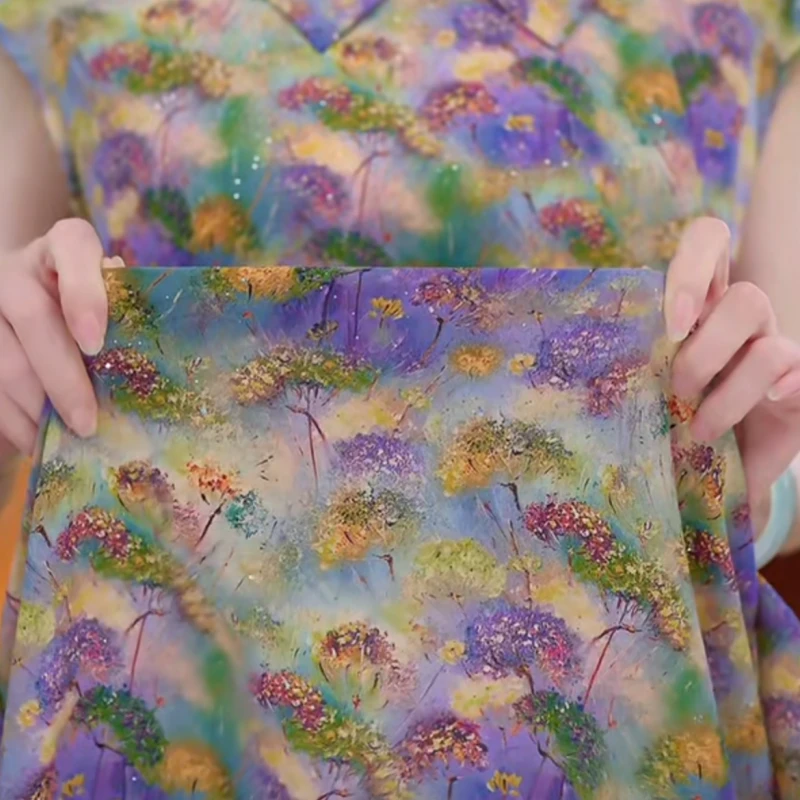 2025年新中式国风高级显瘦旗袍碎花连衣裙（平面花）【X4371】-喵喵