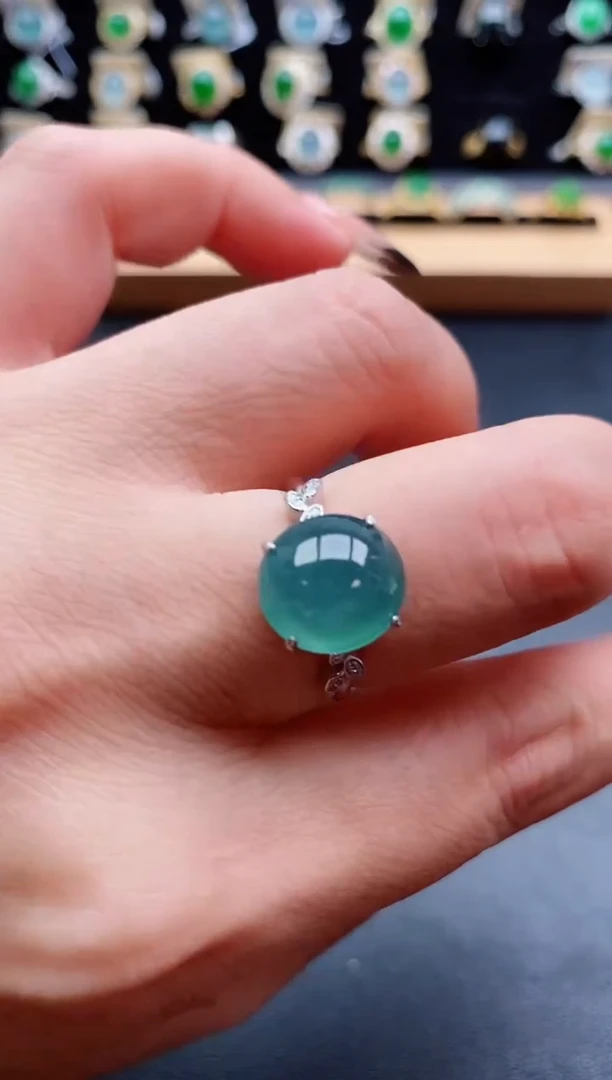 银S925镶嵌戒指翡翠1