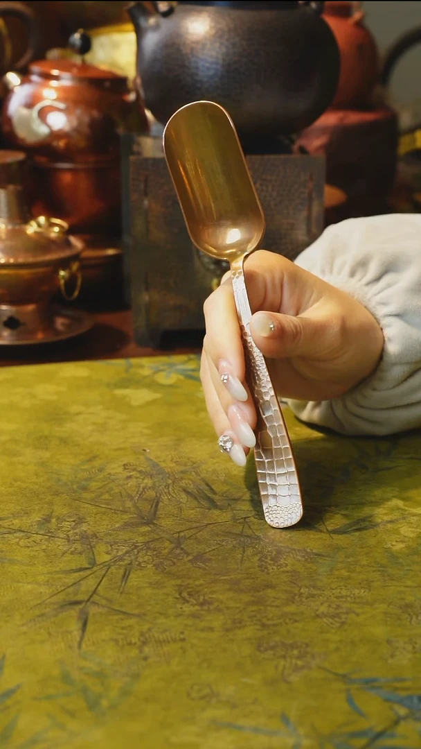 纯紫铜原色取茶勺