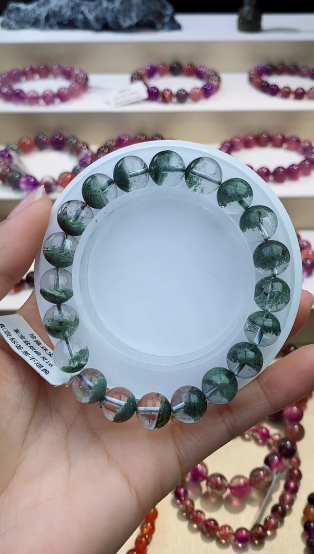 未镶嵌手链水晶聚宝盆绿幽灵10m+