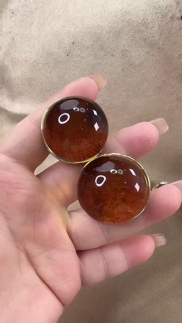 琥珀颈饰未镶嵌耳环