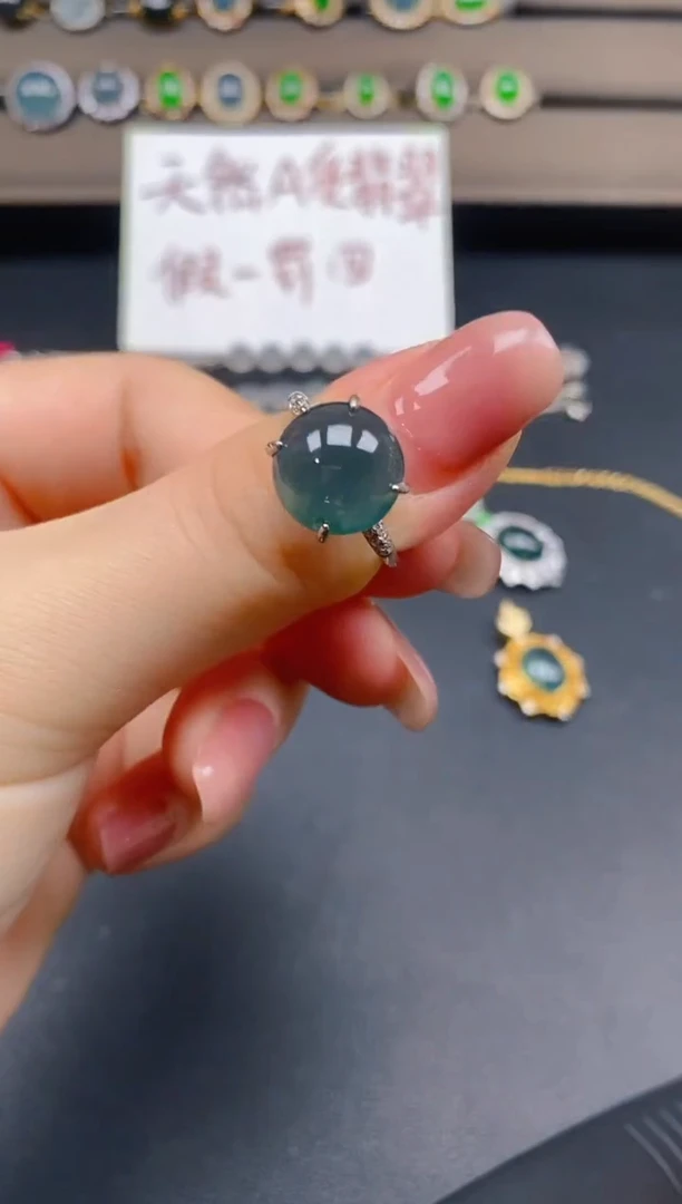 翡翠戒指银S925镶嵌0097