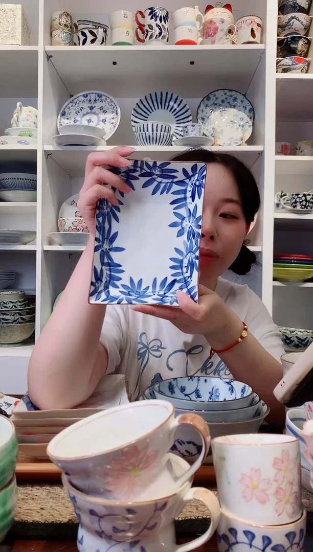 陶瓷手绘太阳花长方盘