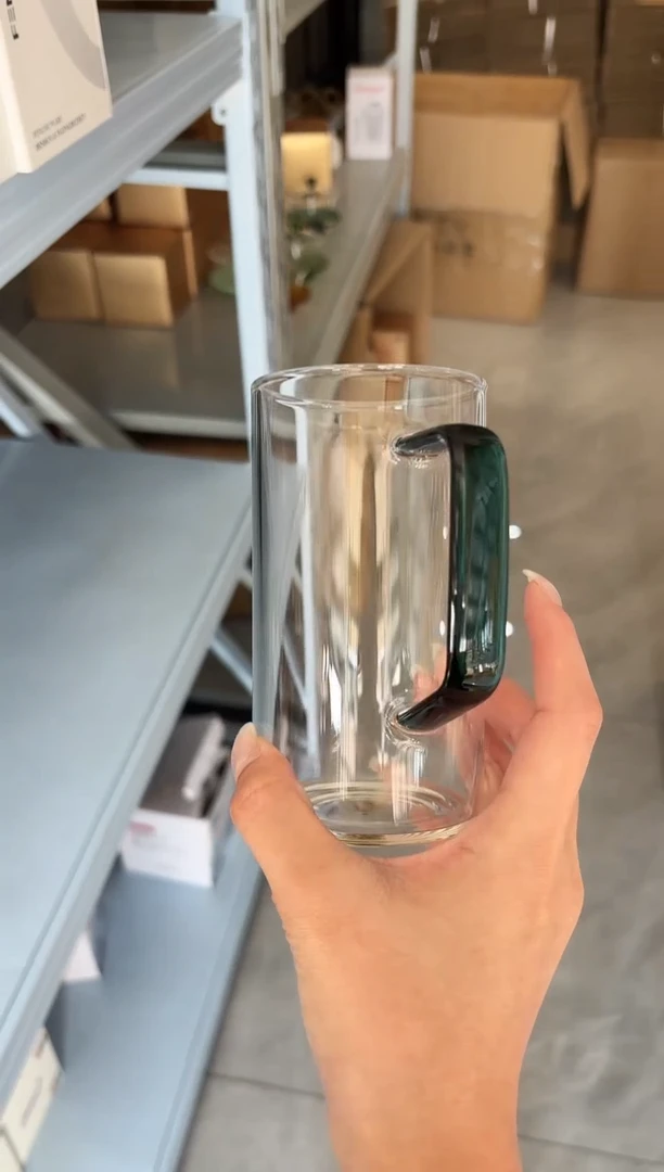 手工艺品玻璃风谜绿茶杯墨绿色