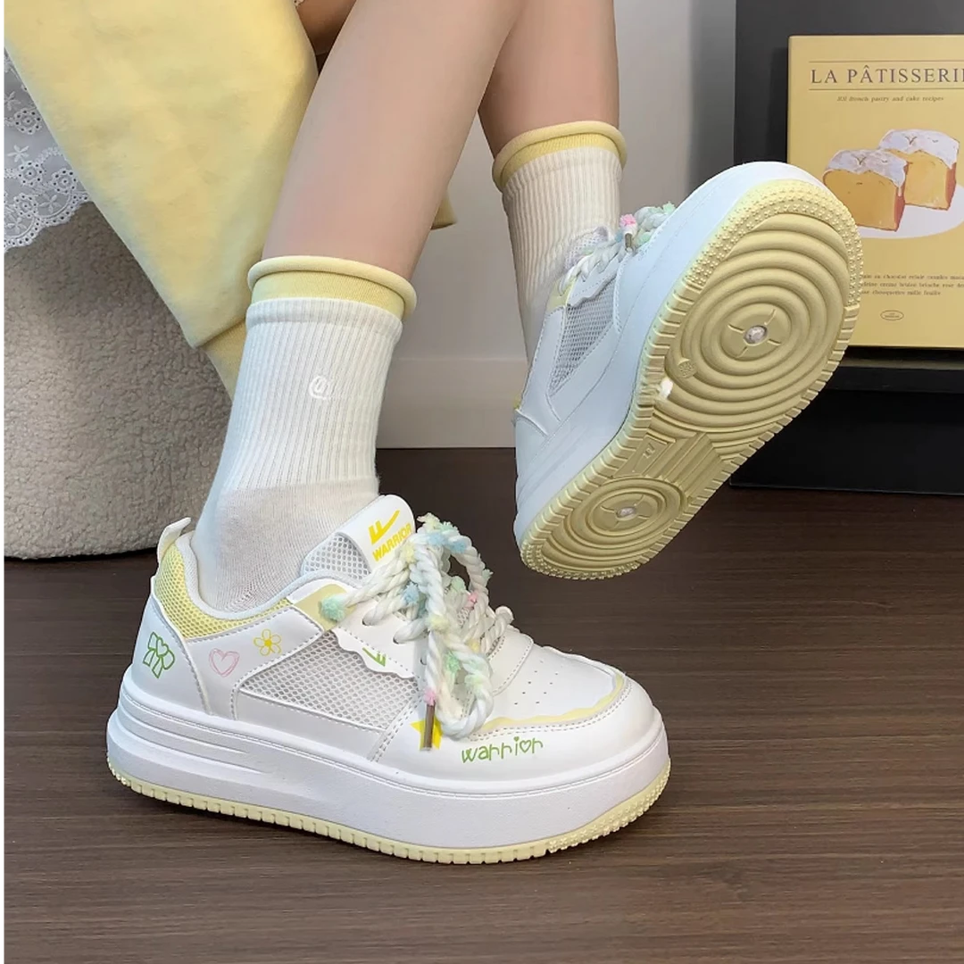 回力奶油黄网面小白鞋女2025新款夏季百搭休闲鞋小众原创韩版板鞋