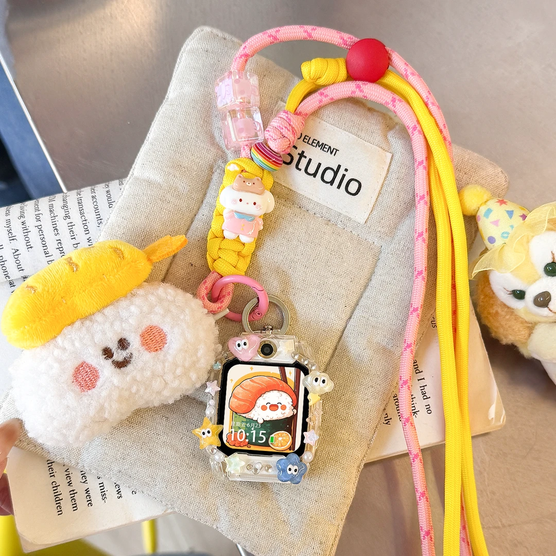 适用于小天才儿童电话手表表带z11/z10/z9少年版挂绳寿司毛绒配件