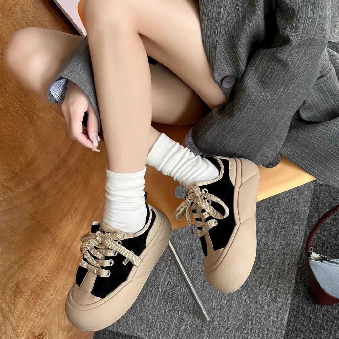 赵露思同款大头丑萌面包鞋女秋冬百搭显脚小休闲松糕鞋  6789