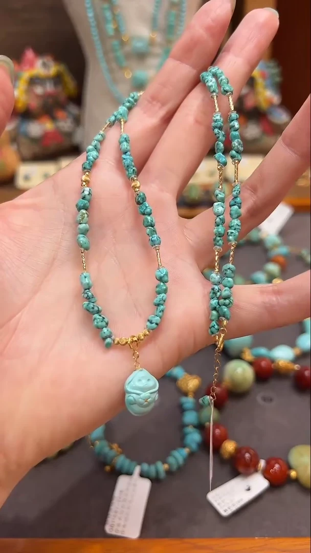 绿松石18K金镶嵌颈饰绿松石项链