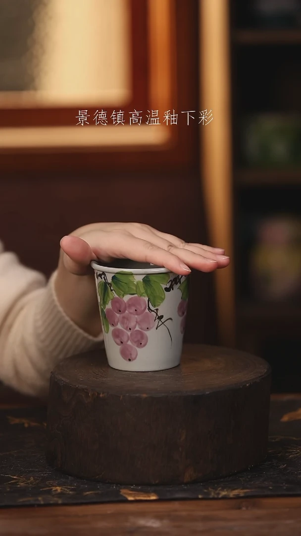 陶瓷景德镇高温釉下手绘陶瓷@L165@