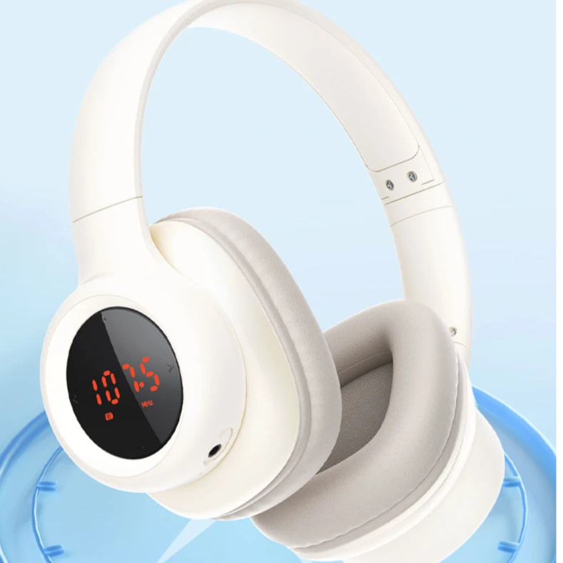 调频耳机米白色书耳返耳机头戴式降噪蓝牙学习 LT 550