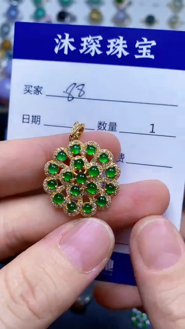 翡翠戒指银S925镶嵌8888