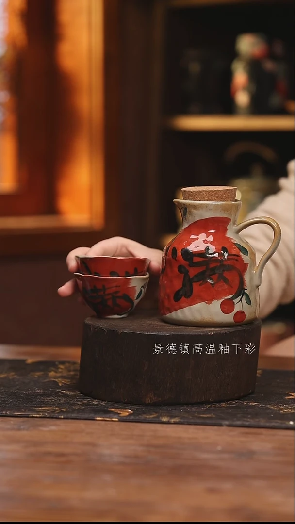 陶瓷景德镇高温釉下手绘陶瓷@L743@