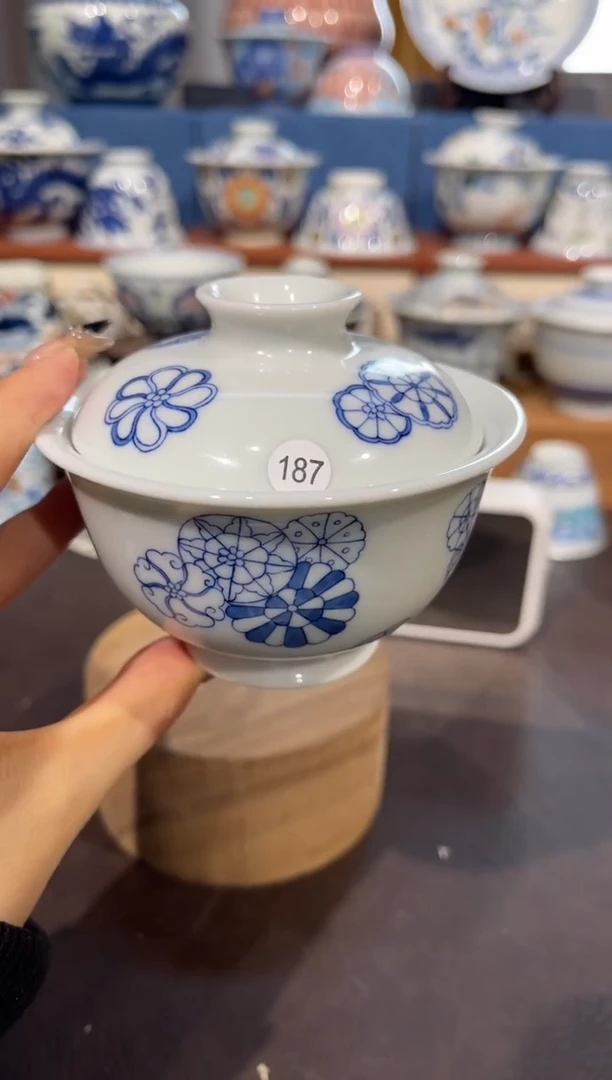 【闪购商品】杯187青花皮球花盖碗微瑕