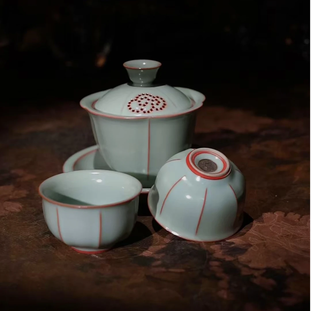 汝窑当代三才盖碗配两杯Q1153