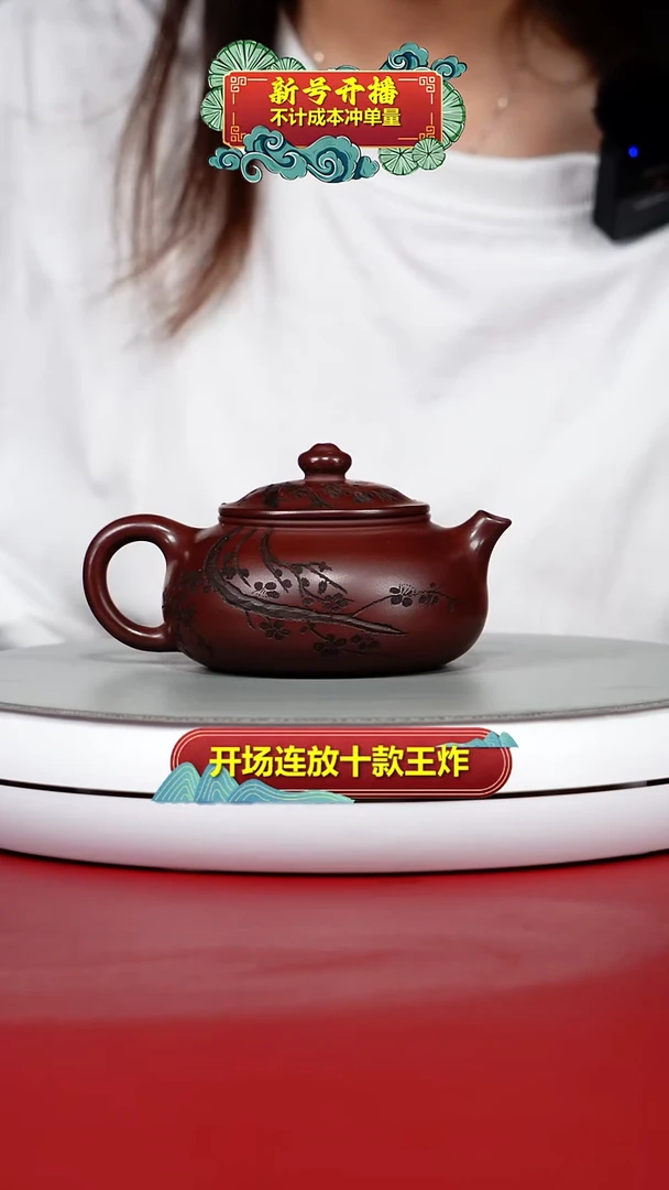 茶壶紫砂李传荣龙血砂梅花寒江170CC
