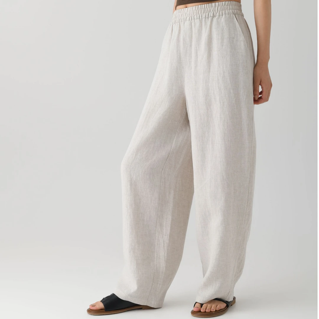 【100亚麻】“老钱风”弯刀裤高级感慵懒松弛休闲 度假风 阔腿裤306