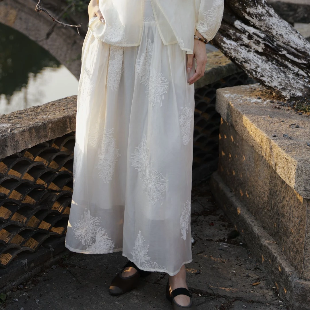 2025夏季新款新国风新中式万针刺绣裤裙