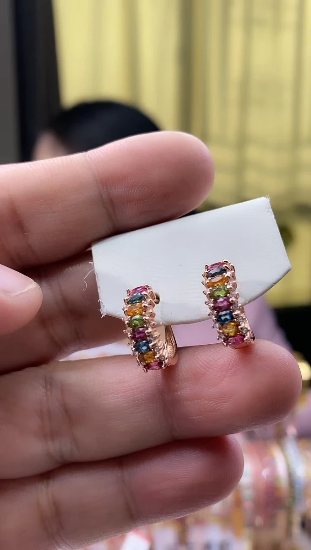 【闪购商品】碧玺耳扣银S925镶嵌15615656561616