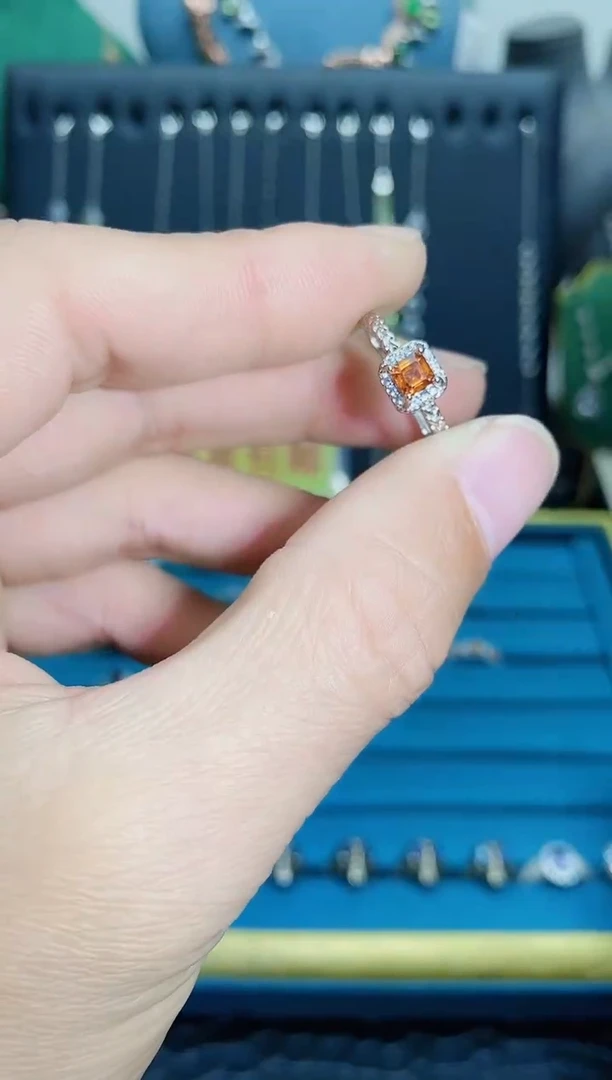 【闪购商品】石榴石（芬达石）戒指银S925镶嵌1121