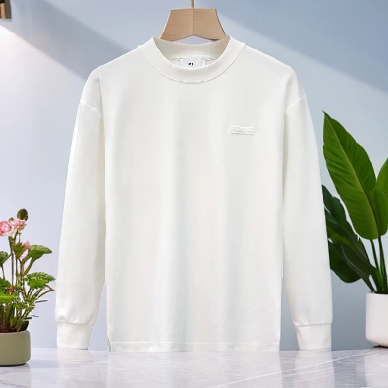 劳玛杜伽春秋季日常穿搭纯色卫衣男士时尚潮流长袖圆领内搭上衣