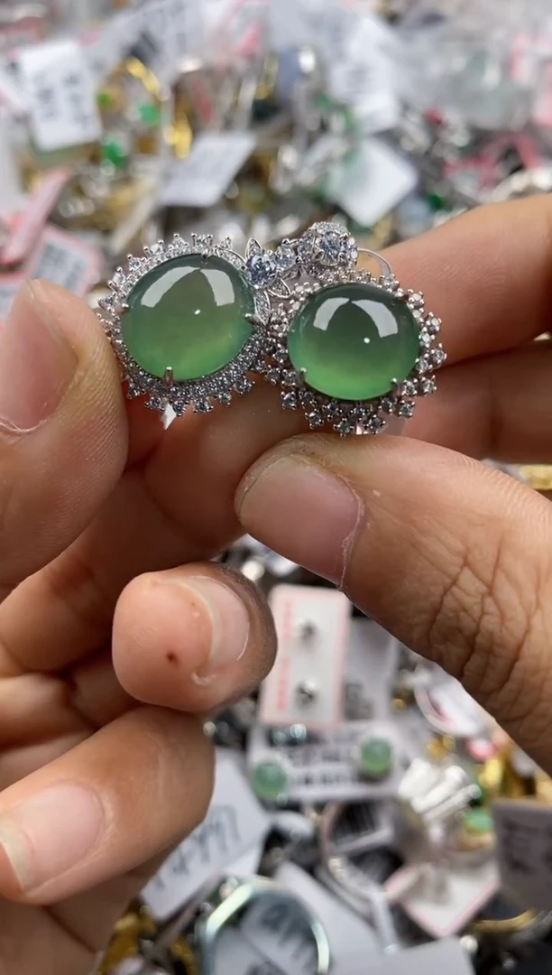 银S925镶嵌戒指翡翠444               1