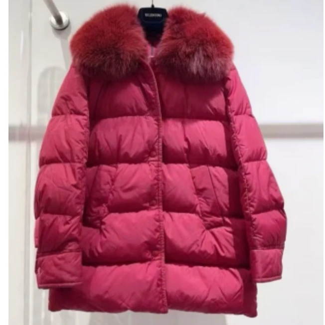 未使用 MONCLER 纯色连帽拉链羽绒服 红色/0