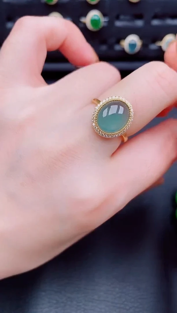 【闪购商品】翡翠戒指银S925镶嵌天然a货翡翠157