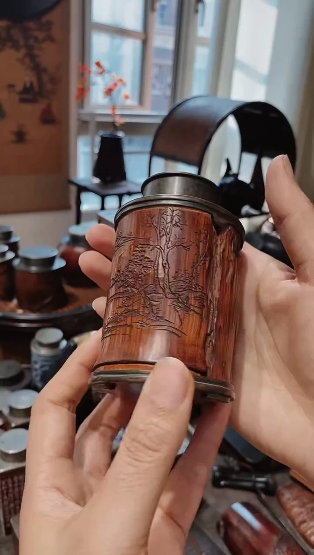 走****！老竹包锡雕刻茶叶罐