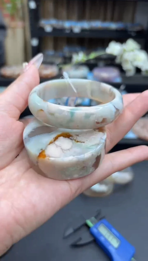 未镶嵌手镯石英质玉151(56圈赠送镯心)水墨纹