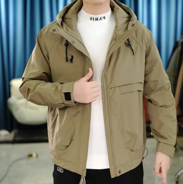 2025年冬季男士二棉连帽工装时尚外套夹棉潮流夹克8828-1