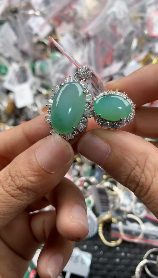 银S925镶嵌戒指翡翠5555-----7