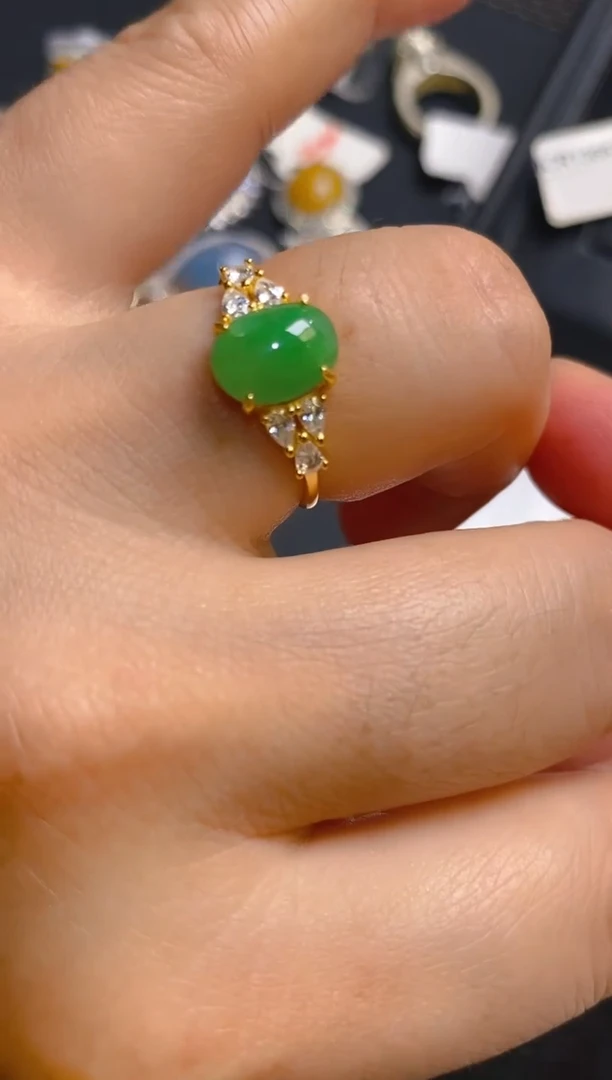 【闪购商品】翡翠耳饰银S925镶嵌天然A货翡翠1