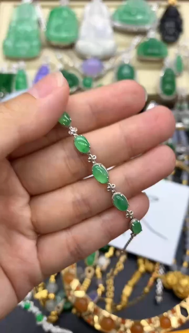 18K金镶嵌手链翡翠305-中国好珍宝