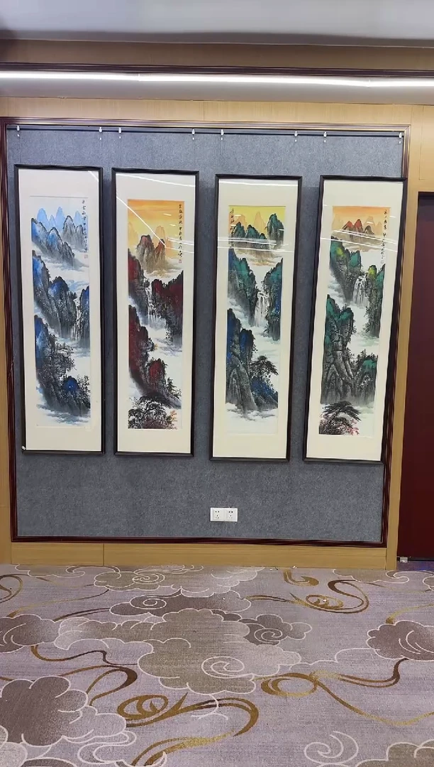 绘画绘画Y-张伦玉-四条屏-山水画不带框