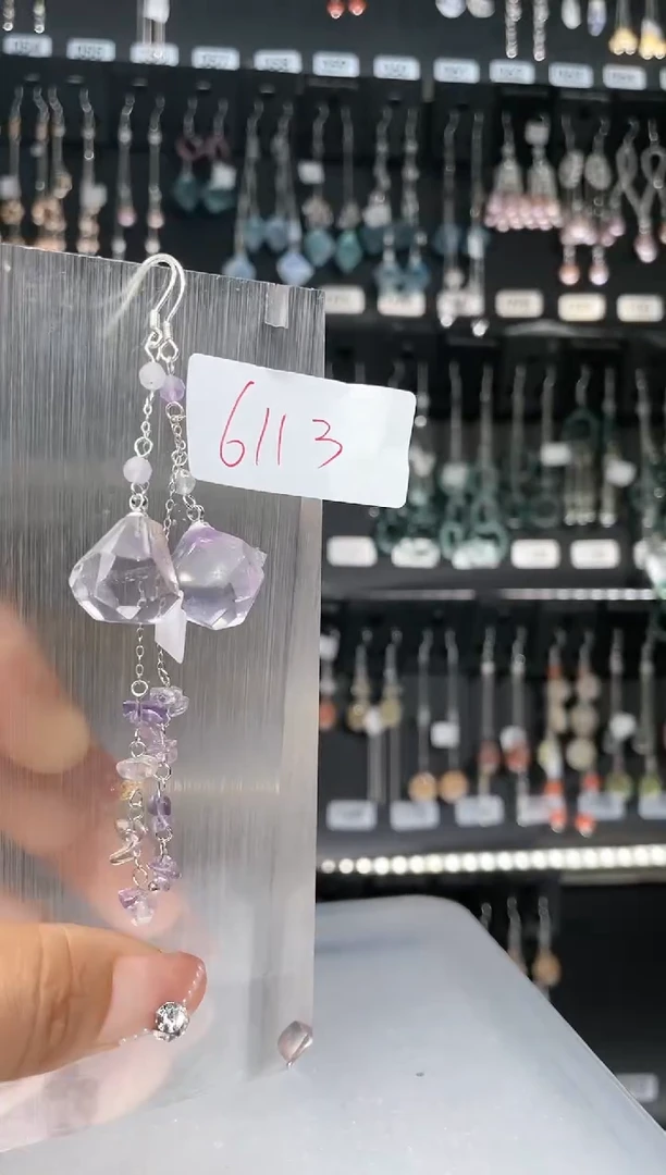 【闪购商品】紫晶耳饰银S925镶嵌喜欢拍