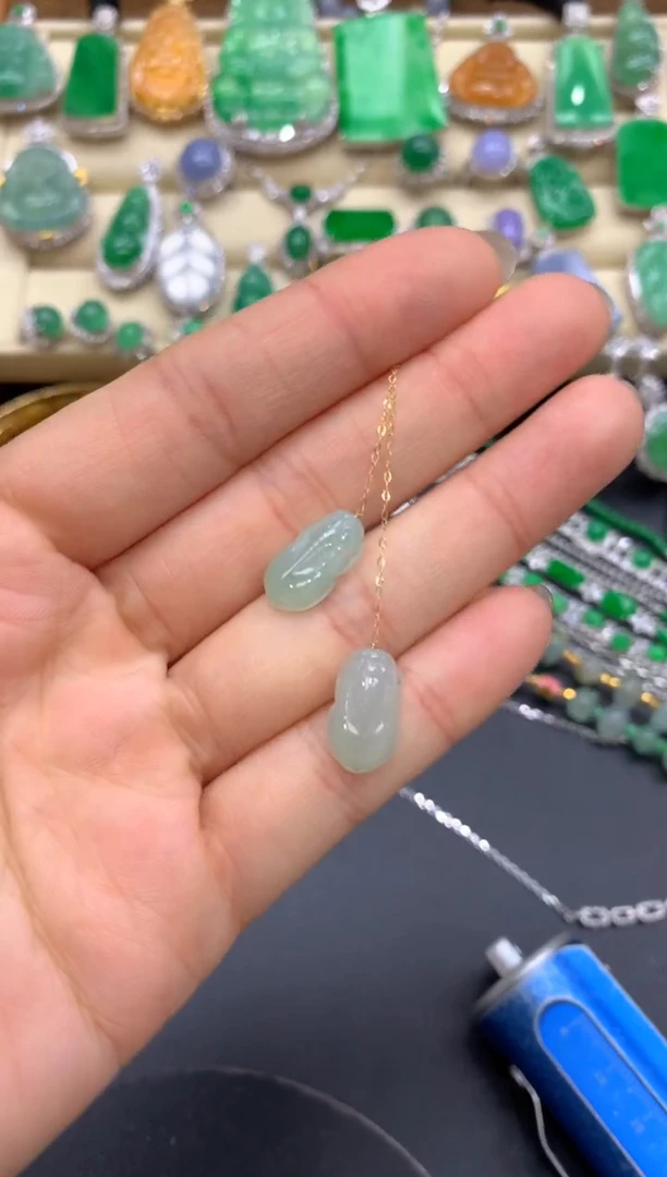 【闪购商品】翡翠耳饰18K金镶嵌7-中国好珍宝